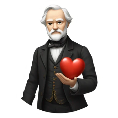 Victor Hugo holds a heart in his hand sticker