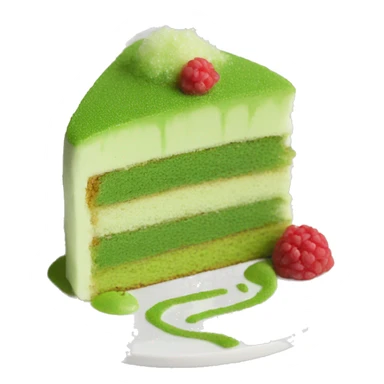 matcha cake on a white plate sticker