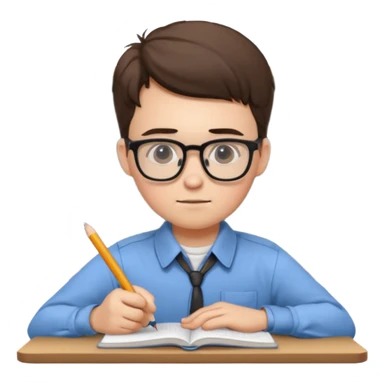 Nerd doing homework sticker