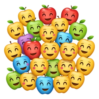 the text 'Emoji.sh' surrounded by classic apple-style emojis, creating a cheerful and inviting look sticker