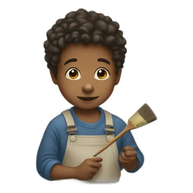 little boy painting sticker