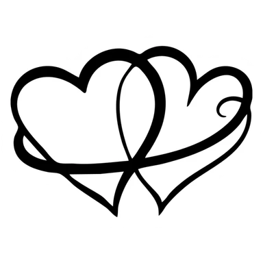 Two hearts revolving around each other, connected in motion sticker