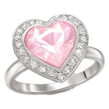 Diamond silver  ring light pink heart sticker