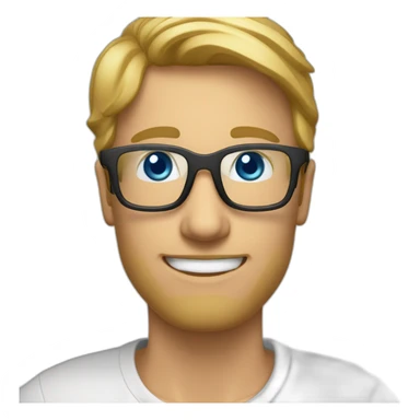 cyber security fellow with blue eyes gold color glasses border medium smile and with medium light beard and light hair sticker