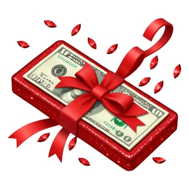 red glitter money sticker