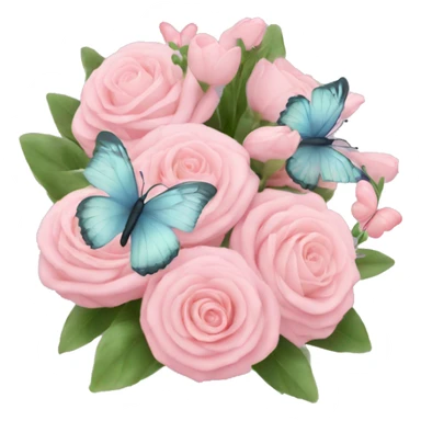 pastel pink bouquet with butterflies sticker