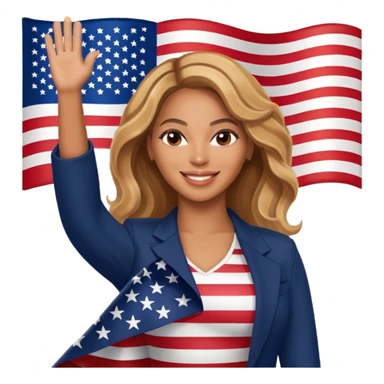 Beyonce with waving american flag sticker