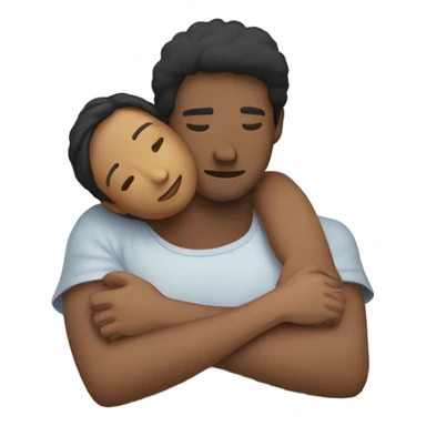 Person with their arms wrapped around a person’s neck laying down sticker