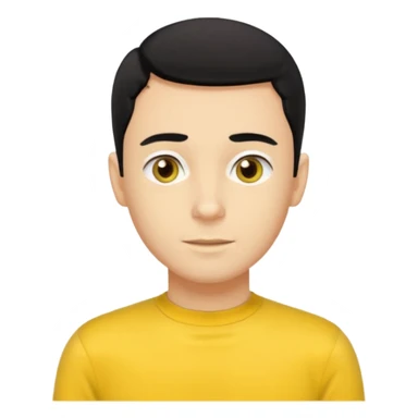 Greg Wiggle from the Wiggles with light skin, hazel eyes, black hair, yellow skivvy shirt sticker