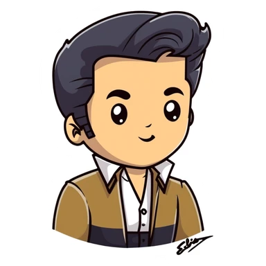 Elvis Presley with his signature look, portrait from chest up sticker