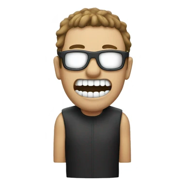 Manwith blind fold and sharp teeth sticker