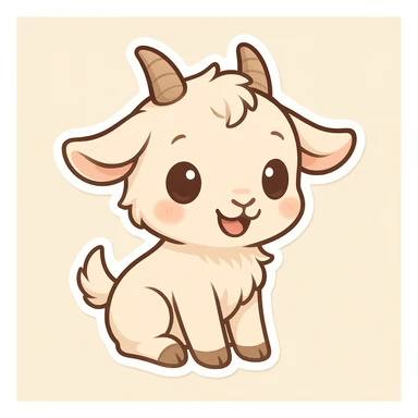 cute cartoon goat, chibi stickers style sticker