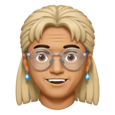 chico moreno con piercing en la ceja, pendientes, mullet y gafas y2k, expresión divertida sticker