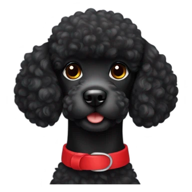 A cute black poodle with red collar sticker