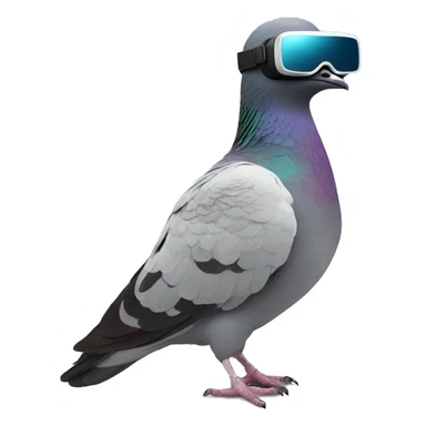 a pigeon with vr goggles front face sticker