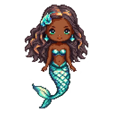 Beautiful mermaid with dark brown skin and iridescent scales sticker