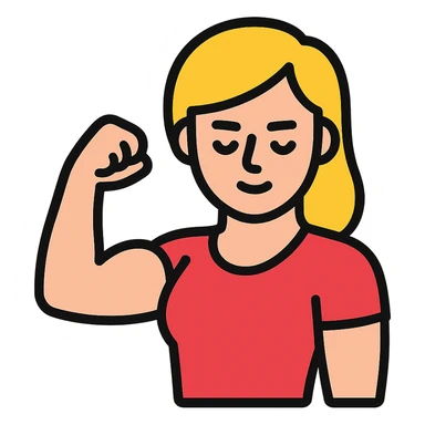 strong blond woman flexing sticker
