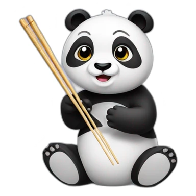 panda holding chopsticks sticker