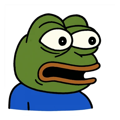 pepe the frog with a surprised face expression sticker