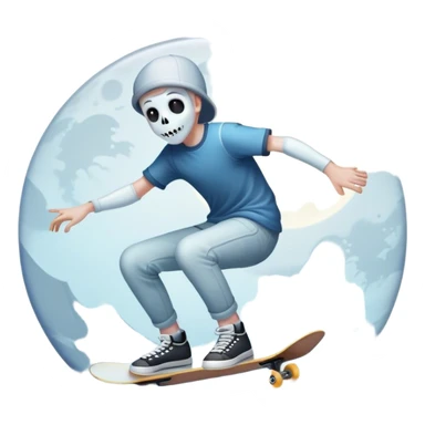  ghost skater boi ghost sk8 boarding under a moon sticker