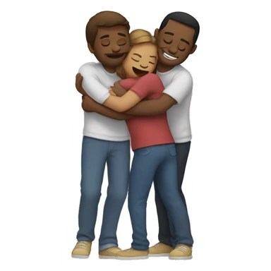 three people hugging sticker