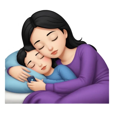Sleeping black haired girl sticker