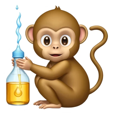 A monkey with baby oil but the baby oil says baby oil on it sticker
