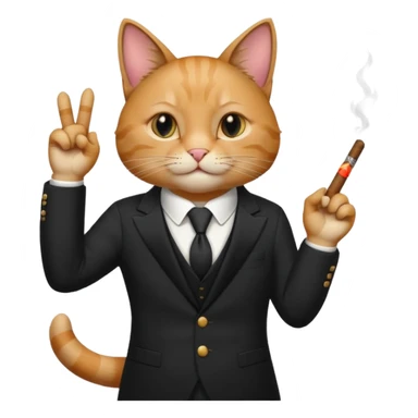 A cat in the black suite with a cigar in a paw with the other paw in the "classic" hand gesture with a "classic" face. sticker