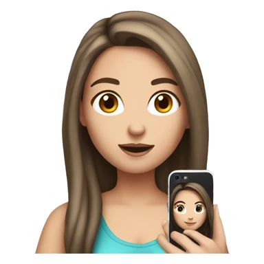 brunette white girl making a selfie with phone sticker