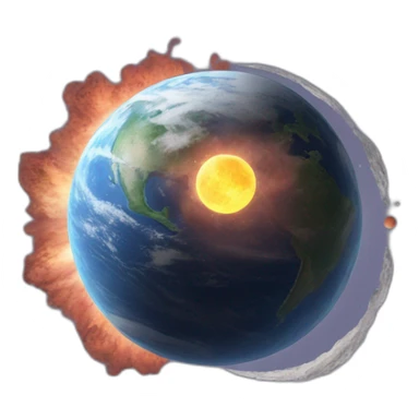 earth and moon colliding sticker