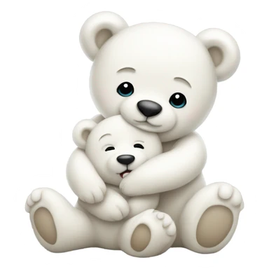 Happy white momma teddy bear hugging a happy white baby bear sticker