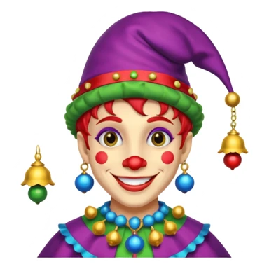 Jester – Smiling trickster with colorful hat and bells sticker