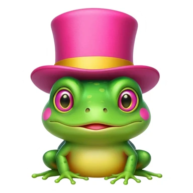 Cute frog with a top hat on his head but the top hat is hot pink and yellow sticker
