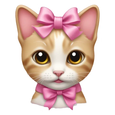 kitten with a cute pink bow sticker