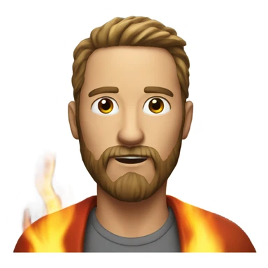 realistic male with beard with fire coming out of mouth sticker