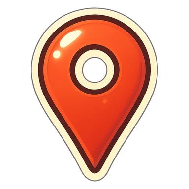 cartoon style sticker of a single map pin location symbol, simple and clear, no text sticker