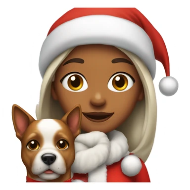 festive girls with santa dog sticker