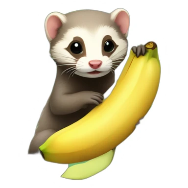ferret eating a banana in a tree sticker