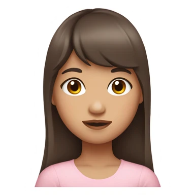 filipino girl with bangs and long brown hair wearing baby pink top sticker