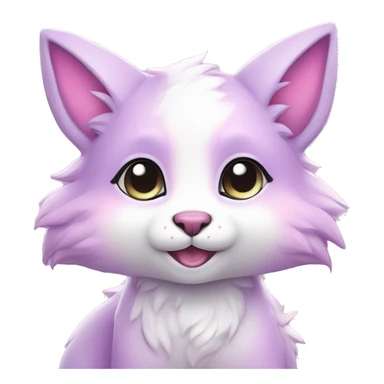 Kawaii cute colorful bright light pastel lilac-pink-white-gradient fantasy ethereal anthro fursona animal creature sticker