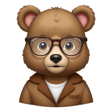 Cute bear cub with nerdy and smart glasses sticker