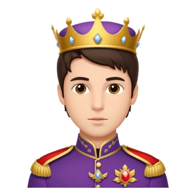 handsome brunette male prince with royal uniform sticker