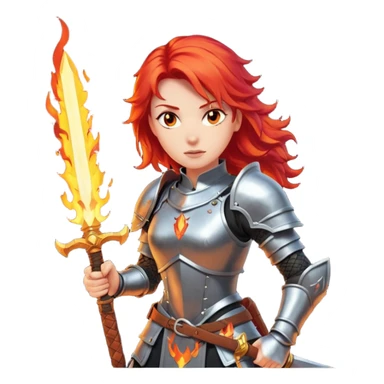 woman fire armored warrior sticker