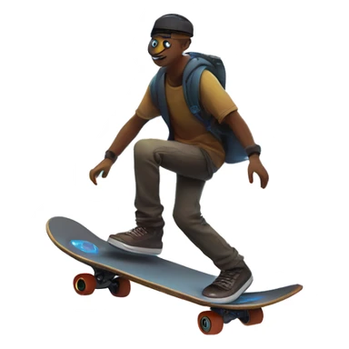 Quantik rides his holographic skateboard through a swirling metaverse portal with his drone companion scouting ahead towards a new mathematical dimension. sticker