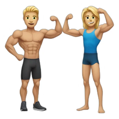 one muscular anm and one skinny arm sticker