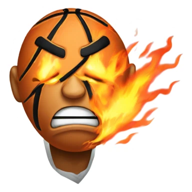 Basketball witb angry face on fire sticker
