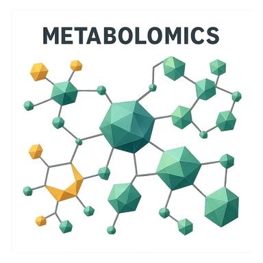 polygonal style metabolomics with geometric molecules and connections sticker