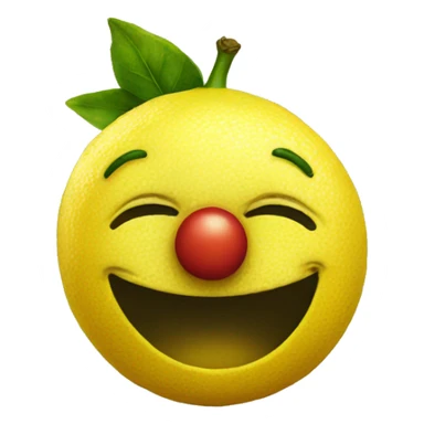 lemon with a clown face sticker