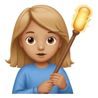 A bright child blows into a stick sticker