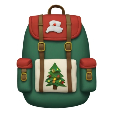 backpack for adventure with vintage christmas patches sewn on it sticker